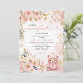Little Snowflake Pink Floral Beer Baby shower Kaart (Staand voorkant)