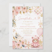 Little Snowflake Pink Floral Beer Baby shower Kaart (Voorkant)