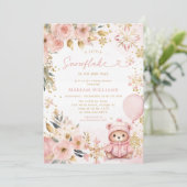 Little Snowflake Pink Floral Beer Baby shower Kaart (Staand voorkant)