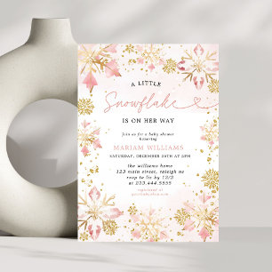 Little Snowflake Pink Floral Beer Baby shower Kaart