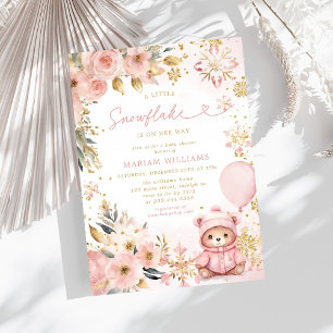 Little Snowflake Pink Floral Beer Baby shower Kaart