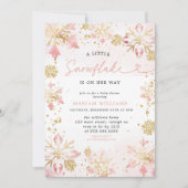 Little Snowflake Pink Floral Beer Baby shower Kaart (Voorkant)