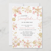 Little Snowflake Pink Gold Girl Baby shower Kaart (Voorkant)