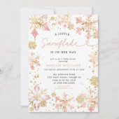 Little Snowflake Pink Gold Girl Baby shower Kaart (Voorkant)