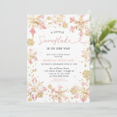 Little Snowflake Pink Gold Girl Baby shower Kaart (Staand voorkant)