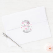 Little Snowflake Pink Silver Glittery Baby Shower Ronde Sticker (Envelop)