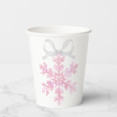 Little Snowflake Pink Winter Baby Shower Cups Papieren Bekers (Achterkant)