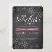 Little Snowflake Plum Chalkboard Baby shower Kaart (Voorkant)