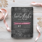 Little Snowflake Plum Chalkboard Baby shower Kaart