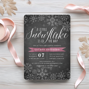 Little Snowflake Plum Chalkboard Baby shower Kaart