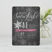 Little Snowflake Plum Chalkboard eerste verjaardag Kaart (Staand voorkant)