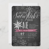 Little Snowflake Plum Chalkboard eerste verjaardag Kaart (Voorkant)
