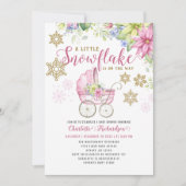 Little Snowflake Roze Bloemen Wandelwagen Baby sho Kaart (Voorkant)
