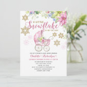 Little Snowflake Roze Bloemen Wandelwagen Baby sho Kaart (Staand voorkant)
