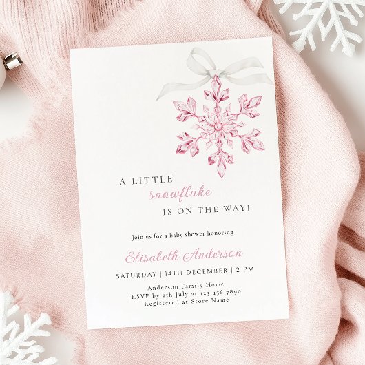 Little Snowflake Roze Meisje Baby shower Kaart