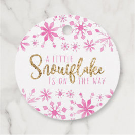 Little Snowflake Roze Waterverf Baby shower Bedankjes Labels