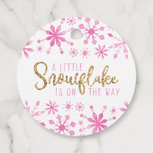 Little Snowflake Roze Waterverf Baby shower Bedankjes Labels (Achterkant)