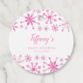 Little Snowflake Roze Waterverf Baby shower Bedankjes Labels (Voorkant)
