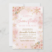 Little Snowflake Roze Winter Meisje Baby shower Kaart (Voorkant)