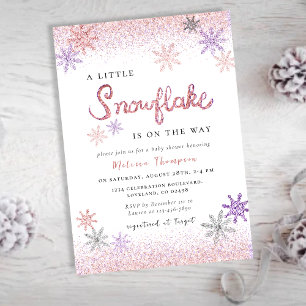Little Snowflake Roze Winter Meisje Baby shower Kaart
