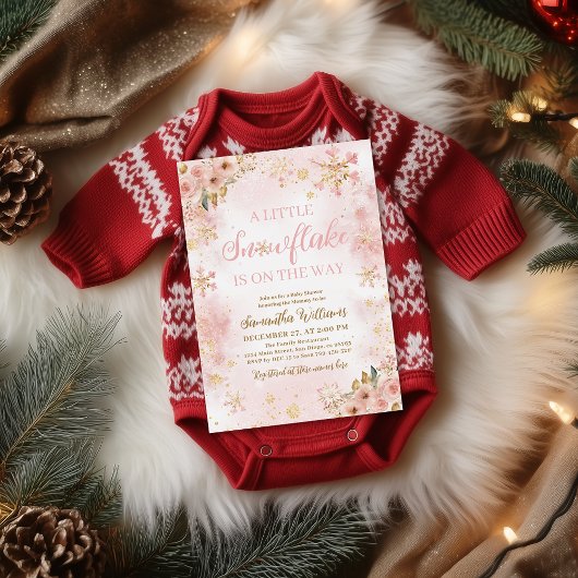 Little Snowflake Roze Winter Meisje Baby shower Kaart
