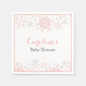 Little Snowflake Roze & Zilver Meisje Baby shower Servetten (Voorkant)