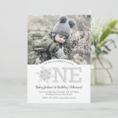 Little Snowflake Silver Glitter 1e verjaardag foto Kaart (Staand voorkant)