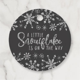 Little Snowflake Silver Glitter Baby shower Bedankjes Labels