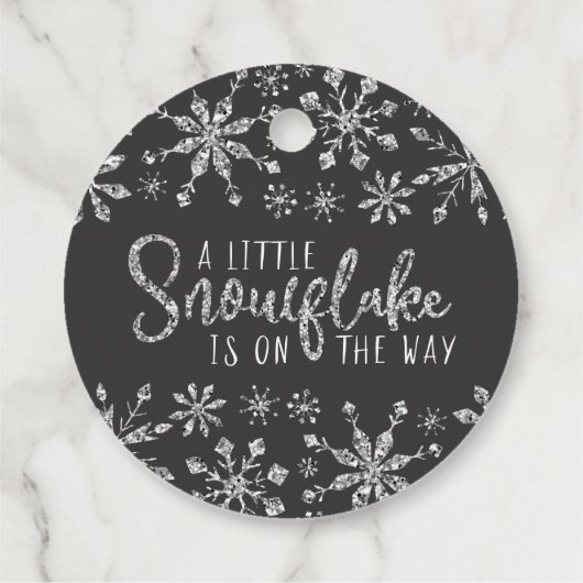 Little Snowflake Silver Glitter Baby shower Bedankjes Labels (Achterkant)