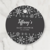 Little Snowflake Silver Glitter Baby shower Bedankjes Labels (Voorkant)