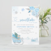 Little Snowflake Teddy Bear Winter Baby shower Boy Kaart (Staand voorkant)