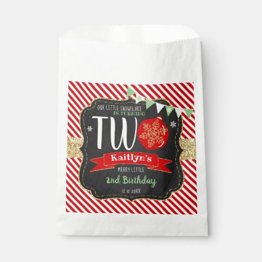 Little Snowflake Turning 2! Christmas 2nd Birthday Bedankzakje (Voorkant)