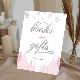 Little Snowflake Winter Baby shower Boeken en gesc Reclamebord Met Voetstuk