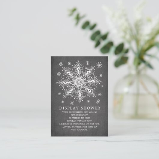Little Snowflake Winter Baby shower Display Shower Informatiekaartje (Staand voorkant)