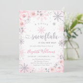 Little Snowflake Winter Baby Shower Invitation Kaart (Staand voorkant)