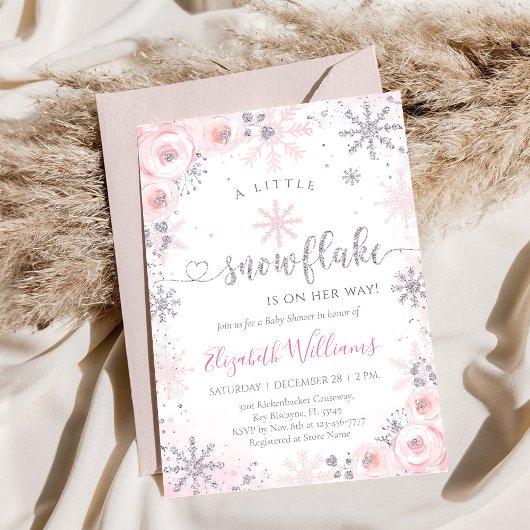 Little Snowflake Winter Baby Shower Invitation Kaart