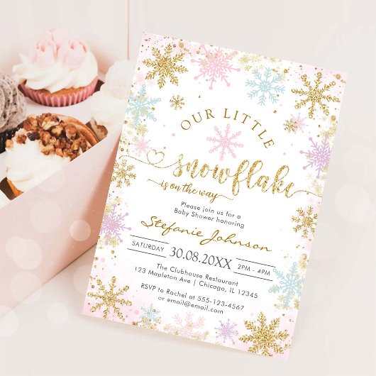 Little Snowflake Winter Baby Shower Invitation Kaart
