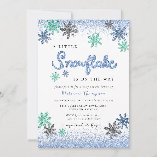 Little Snowflake Winter Baby shower Kaart (Voorkant)
