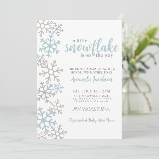 Little Snowflake Winter Baby Shower Kaart (Staand voorkant)