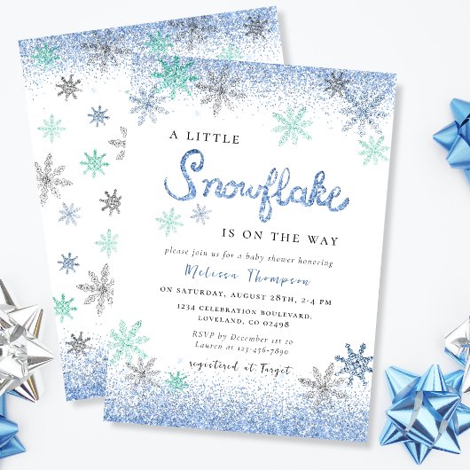 Little Snowflake Winter Baby shower Kaart