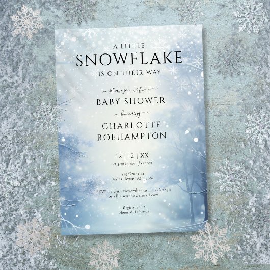 Little Snowflake Winter Baby shower Kaart