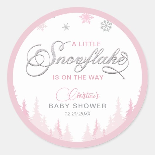 Little Snowflake Winter Baby shower Ronde Sticker (Voorkant)