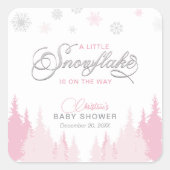 Little Snowflake Winter Baby Shower Vierkante Sticker (Voorkant)