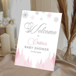 Little Snowflake Winter Baby shower Welkomstbord Reclamebord Met Voetstuk