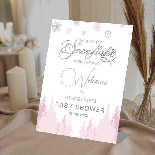 Little Snowflake Winter Baby shower Welkomstbord Reclamebord Met Voetstuk