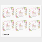 Little Snowflake Winter Bloemen Roze Baby shower Vierkante Sticker (Vel)