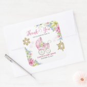 Little Snowflake Winter Bloemen Roze Baby shower Vierkante Sticker (Envelop)