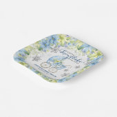 Little Snowflake Winter Bloemenblauw Baby shower Papieren Bordje (Gebogen)