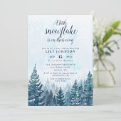 Little Snowflake Winter Forest Baby shower Kaart (Staand voorkant)