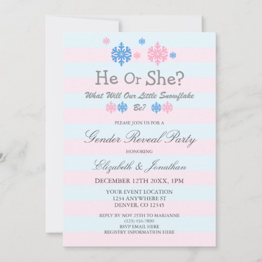 Little Snowflake Winter Gender onthulling Kaart (Voorkant)
